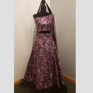 Gorgeous Pink and Black Sequins Dress (Lehenga)